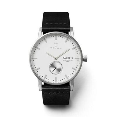 Unisex watch with white dial and black leather strap fast103